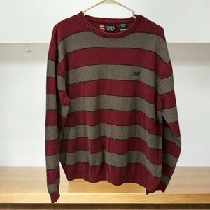 Chaps Men's Striped Crew Neck Sweater Size XL 100% Cotton